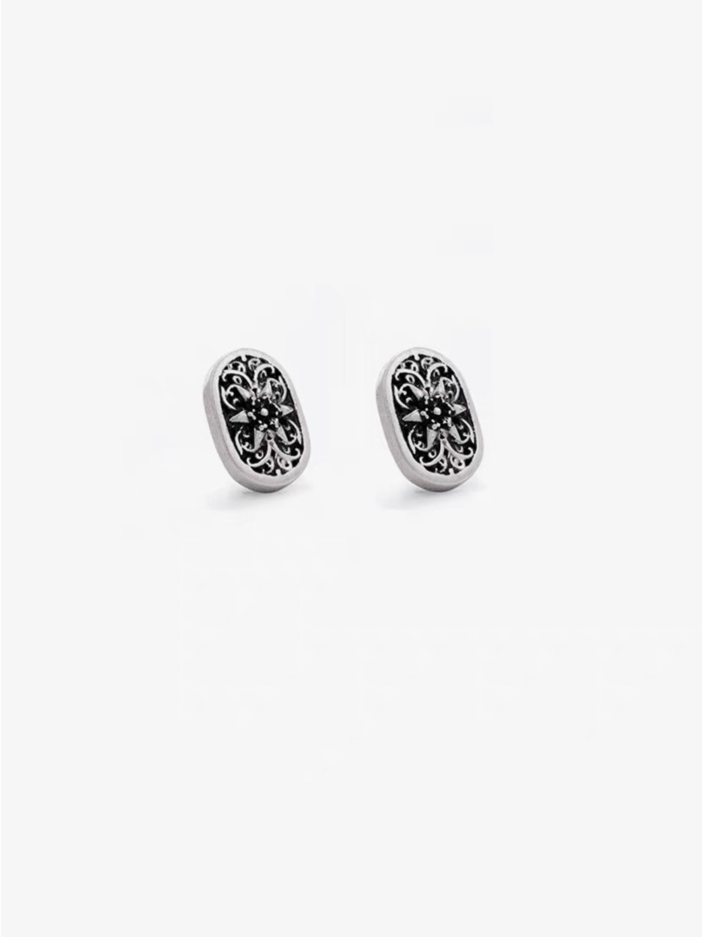 Sumiyaki Alloy Filigree S925 Silver Stud Earrings